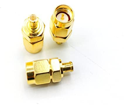 PSKOO 100 Stück Gold SMA-Stecker auf MCX-Stecker RF-Koax-Koaxial-SMA-Stecker auf MCX-Stecker RF Straight Adapter