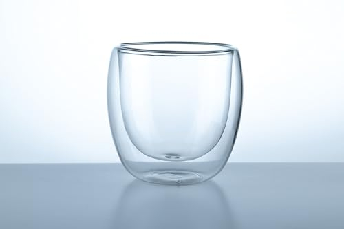 Louja®Doppelwandiges Glas I Cappuccino Glas I 250 ml I Hochwertig verarbeitet I Spülmaschinenfest I Teeglas I Kaffeeglas