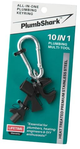 PLUMBSHARK - X10 in 1 Plumbing Tools Includes: Radiator Bleed Key, Gas Meter Box Key, Plumbers Spanner & More. A Must Have in Your Plumbing Tools and Equipment. Designed & Patented by Heatlab UK.