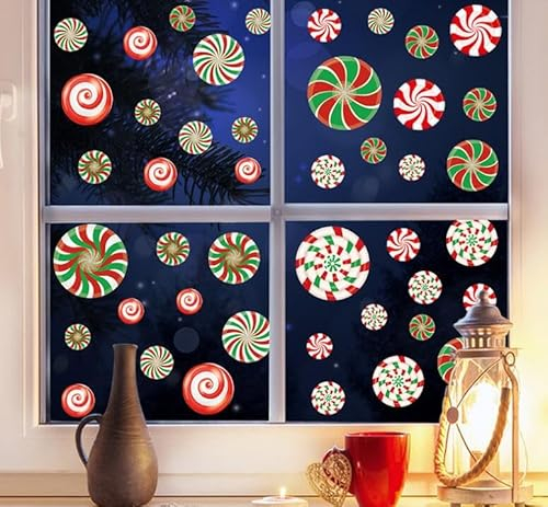 81PCS Weihnachten Fenstersticker, Weihnachten Fensterbilder, Doppelseitige Wiederverwendbare Statisch Haftende PVC Aufkleber für Glasfenster Weihnachten Dekoration (9 Blatt, 20x30cm)