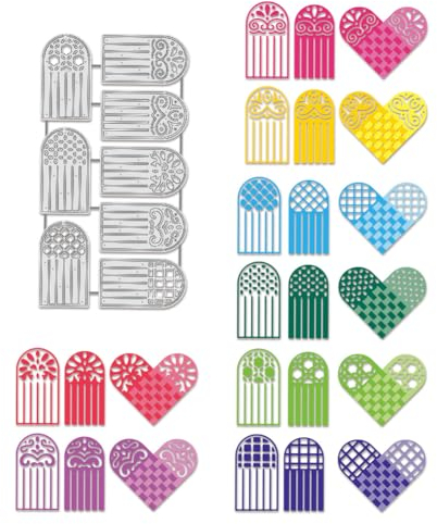 BENECREAT Herz-Stanzformen, 8 Stück Bogen-Metallschablonen Kreuz Liebe Dekorative Prägeschablonen Für Scrapbooking, Fotoalbum, Grußkartenherstellung, 0.8 mm Dick