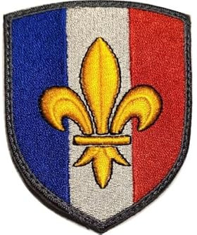 Blason Fleur de Lys de France - Ecusson Lys de France avec dos scratch et support à coudre fourni - Made in France - Taille 8X6,4CM - Qualité Militaire