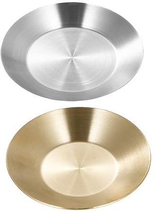 MAGICLULU 2pcs Stainless Steel Sauce Dishes Rustproof Seasoning Bowls for Home Restaurant Sauce Plate