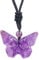 Lovionus89 Natural Crystal Stones Butterfly Skull Pendant，Adjustable Black Cord Gothic Hand Carved Necklace, Amethyst