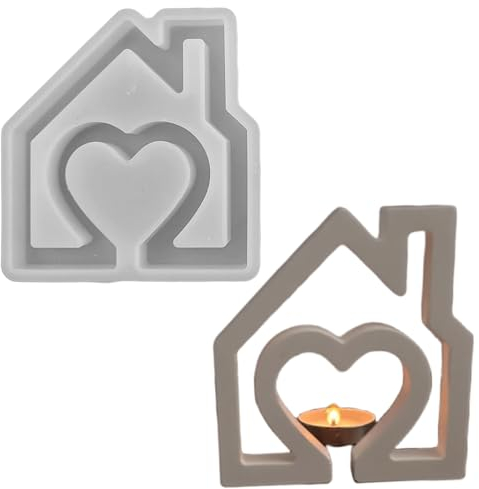 ALEFBET Silikonformen Gießformen, Silikonform Haus Dekorationen, Gipsformen zum Gießen (Haus - Liebe)