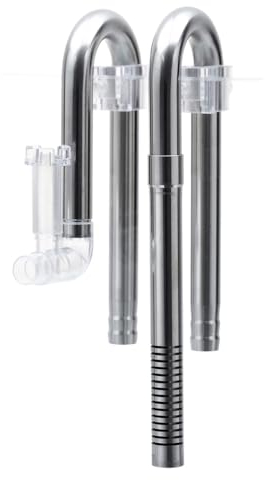MiOYOOW - Tubo de filtro de acuario, lirio, pipas, skimmer de superficie, acuario, manguera de filtro de acero inoxidable con soporte fijo dividido, tubos de drenaje para plantas de acuario y plantas