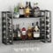 ZAOBAS Weinregal zur Wandmontage, hängende schwebende Bar, Likörregal mit Glashalter, Metall-Flaschenhalter, Weinaufbewahrung, Ausstellungsregal für Zuhause, Bar, Esszimmer, Küche, Schwarz