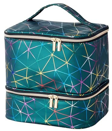 Nagellack Aufbewahrung Tasche, Doppelschichtige Nagellack Organizer für 30 Flaschen(15ml-0.5 FL.oz) und 1 LED-Nagellampe, Tragbare Nagellack Tragetasche für Nageldesign zubehör