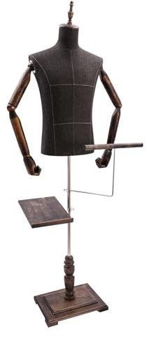 Schaufensterpuppe Männlich Schneiderpuppe Verstellbar Höhe Nähpuppe Schneiderpuppen Büste für Männer mit Hosenständer und Schuhhalterung zum Ausstellen und Nähen (Braun)