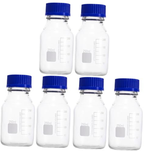SOLUSTRE 6pièces Bouteilles De Stockage Verre Réutilisables Flacons Gradués Verre Pour Laboratoires Lot