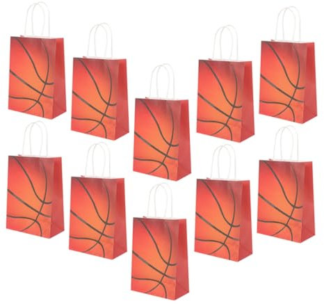 BESTonZON Basketball Geschenkbeutel 24 Stück Mit Griff Mittelgroß Aus Langlebigem Papier Basketball Motiv Süßigkeitentüten Und Teamgeschenke