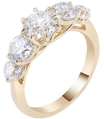 Bishilin Eheringe Gold 750 mit Edelstein, Damen Ringe 5 Steine mit Moissanit Eheringe Verlobungsring Nickelfrei für Frauen Gr.56 (17.8)