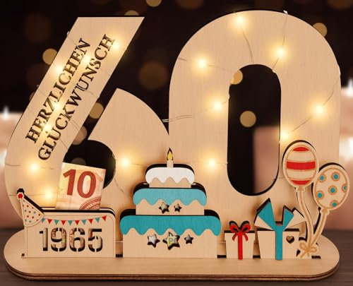packra 60 Geldgeschenke Geburtstag,60 Geburtstag Geschenk Mädchen & Jungen,Holz-Schild Gästebuch,60 Geburtstag Deko,Personalisierbares Geschenk