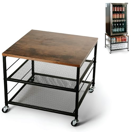 Mini soporte para nevera con almacenamiento, mesa de refrigerador, soporte para refrigerador de bebidas, carrito de nevera para dormitorio, soporte para microondas, mesita de noche, organizador de