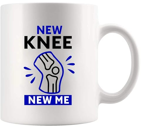 New Knee New Me - Tazza di ricambio per chirurgia al ginocchio, regalo per pazienti da medico, infermiera, chirurgo ortopedico, fisioterapista, chiropratico, tazza in ceramica, 325 ml, colore: bianco