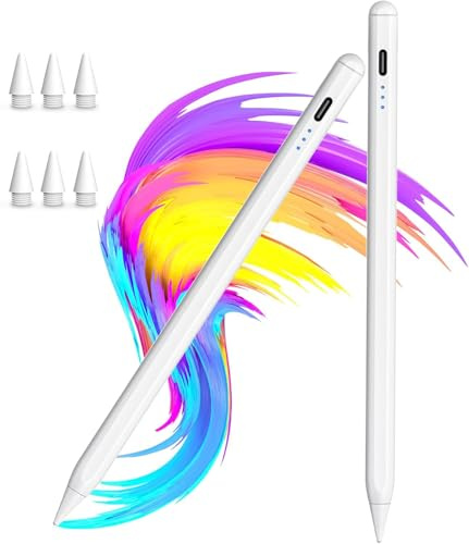 Penna stilo per iPad 9a e 10a, confezione da 2 pezzi Apple Pencil W/Palm Rejection&Tilt/ricarica rapida per Apple iPad (2018-2024) 10/9/8/7/6a generazione, iPad Pro 12,9/11/13 M4, iPad Air 3/4/5/6