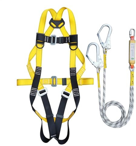 Nuhjytgf Sicherheitsgeschirr, Fallschutz-Set, Dachgurt-Sicherheitsset, Ganzkörper-Bauausrüstung, 5-Punkt-Einstellung, einfach zu tragen, 500 x 5 x 5 cm, für Herren, Dachdecker, Bau