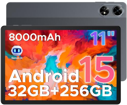 DOOGEE Tab G6+ 2025 - Neuestes Android 15 AI Tablet 11 Pulgadas FHD+, Tablet con Tarjeta sim,32 GB RAM + 256 GB ROM/2 TB, 8000mAh, Octa-Core T7280, 4G LTE, Widevine L1, Netflix, Bluetooth 5.0, GPS