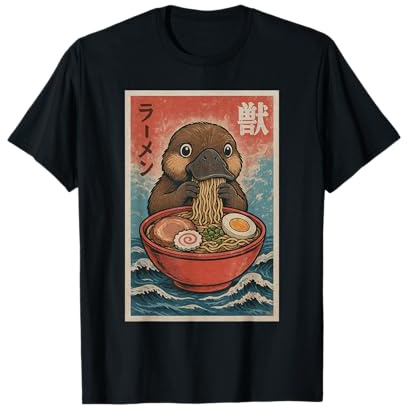 Schnabeltier essen Ramen Kawaii Anime Tierliebhaber T-Shirt
