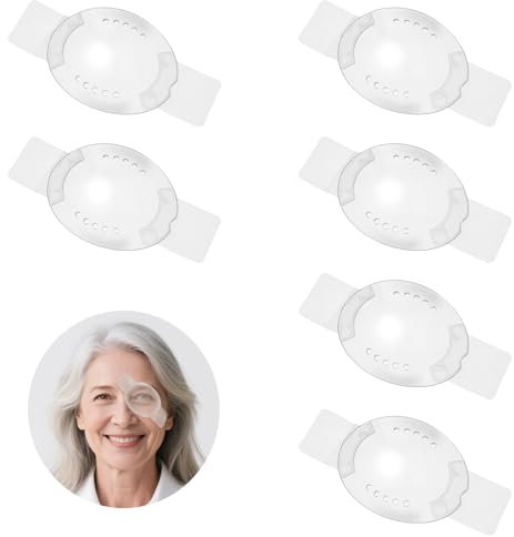 BOHUIZ 6 Stück Transparent Augenklappen, Augenpflaster Erwachsene Transparente Verstellbare Atmungsaktiv Augenklappe Für Augenschutz für Erwachsene und Kinder