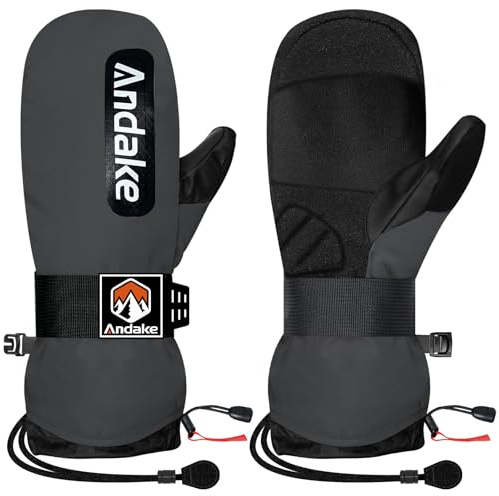 Andake Gants de Ski Mitaines d'hiver Chaudes Imperméables et Coupe-Vent pour Le Ski Le Snowboard Les Voyages la Randonnée et Les Sports d'hiver en Plein Air