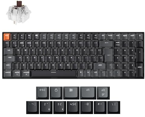 Keychron K4 QMK Wireless Custom Mechanical Keyboard, 96% Layout Bluetooth/2.4G/USB-C Programmable, White Backlit Super Brown Switch for Mac/Windows/Linux UK Layout - Version 3