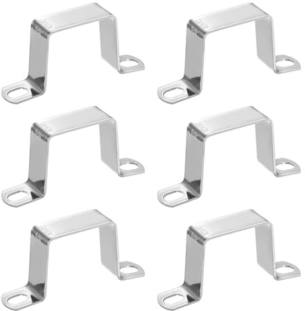 M METERXITY 6-Pack U Shaped Connector Bracket, 40x40mm 304 Stainless Steel Square Pipe Clamp for Door Closed Bar Holder Strut Channel/Fixing Tools/Pipe, Strap Clamp for Rectangular Tube