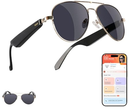 Techie AI Smart Glasses with Headphones,Translation,Polarised UV Sunglasses | TOGS2001 AI translation, polarised UV lenses, open-ear Bluetooth audio and touch control for travel, sport and outdoor use.