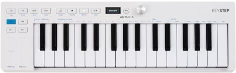 Arturia - Keystep MK2 - Controlador MIDI portátil, secuenciador y arpegiador - 32 teclas delgadas, pantalla OLED, secuenciador de pasos polifónico, arpegiador de 16 modos, compatible con CV - Blanco
