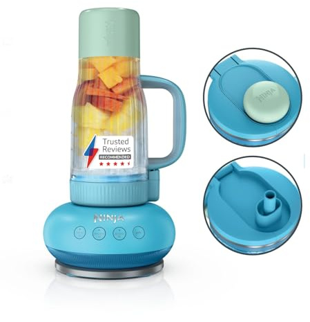 Ninja BlendBoss Blender with Portable Tumbler, Blue Raspberry DB351UKBL | Personal Blender with Removeable Travel Tumbler, 3 Auto Preset Modes