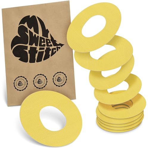 MySweetStitch 10 Ringpatches für Katheter mittel rund Yellow | Stabilisiert ablösende Ränder, Mitte bleibt frei, wasserfest und flexibel, bis zu 7 Tage Halt