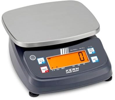 KERN | Plattformwaage | akkubetrieben | Edelstahl Wägeplatte | Akkubetrieben, Wägeplatte 230 x 190 mm, Wägebereich 0,001 - 3 kg