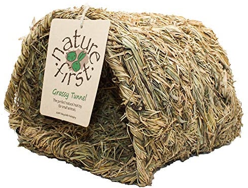 Nature First Grassy Tunnel for Small Animals Shelter Grass Den Natural Habitat Hideout Comfortable Nesting Retreat for Rabbits Guinea Pigs Hamsters