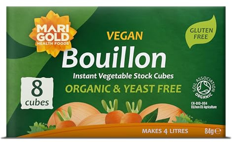 Marigold Organic Vegan Bouillon Vegetable Stock Cubes – Yeast Free, Gluten Free, Instant Flavour Booster – 8 Cubes (Pack of 1)