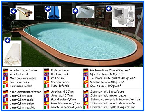 Piscine acier en kit ovale Spar couleur: sable 4,60m x 9,16m x 1,50m liner 0,8mm