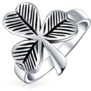 Bling Jewelry Unisex Saint Patrick'S Glücks Keltischer Irischer Dreifaltigkeits Kleeblatt Ring Für Frauen Für Männer Antikisiertes Oxidiertes .925 Sterlingsilber