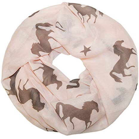 thb Richter Damen Schlauchschal Pferd Rundschal Loopschal Pferde Horse Schal Loop Halstuch Stern (rosa)