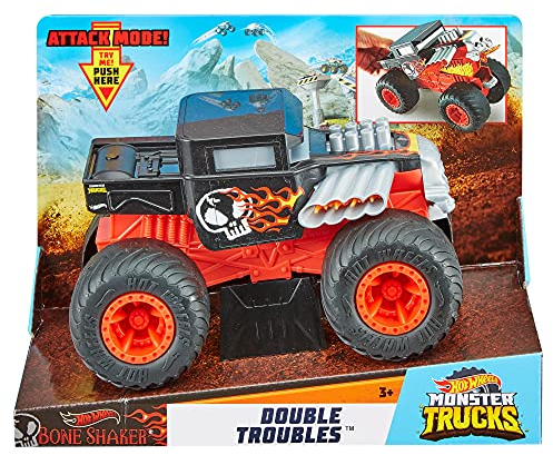 Hot Wheels Monster Trucks Double Troubles Bonne Shaker Voiture aux Roues géantes, véhicule échelle 1:24, Jouet pour Enfant, GCG07