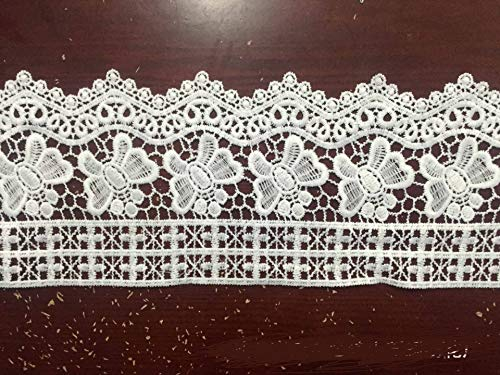 Yulakes 3 Yard 12cm Weiß Baumwolle spitzenband Vintage Häkelband Spitze Borte Häkelspitze Häkel-Borte Spitzenband für Nähen Handwerk Hochzeit Deko Scrapbooking Geschenkbox (Weiß)