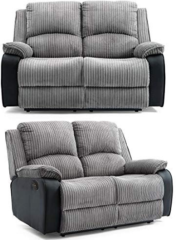 More4Homes POSTANA ELECTRIC HIGH BACK JUMBO CORD FABRIC RECLINER 3 + 2 + 1 SOFA ARMCHAIR SET SUITE (Grey, 2 + 2 Seater)