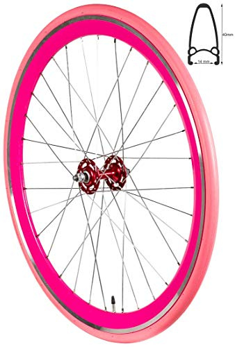 Redondo 28 Zoll Vorderrad Singlespeed Fixie Laufrad Felge Pink Pink + Reifen