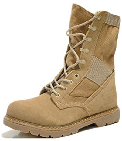 Wygwlg Scarpe estive Militari da Uomo estive Scarpe da Trekking tattiche Stivali con Lacci da Lavoro Stivali da Combattimento per Tutti i Terreni Scarpe della Forza di Polizia,Sand color-46