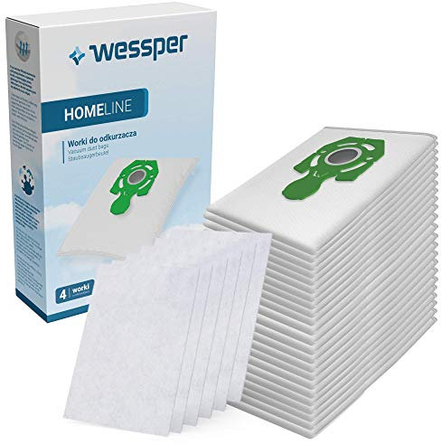 Wessper Staubsaugerbeutel für Fakir Prestige 1800 1805 1900 2000 2100 2105 2400 3000, Zelmer 1500 1600 2500 Syrius Cobra Orion, 24 Stück inkl. 6 Filter