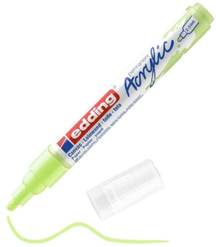 edding 5100 Acrylmarker medium - pastell-grün - 1 Acrylstift wasserfest - mittlere Rundspitze 2-3 mm - Acryl Farben zum Malen auf Leinwand, Malpapier und Holz - Acrylstifte für Steine