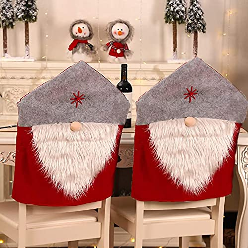 Watenkliy Weihnachtsdeko 2pcs Dining Stuhlhusse Weihnachten 2020 neu Stuhlabdeckung 60 * 50cm Stuhlüberzug Weihnachtstisch Dekoration