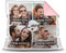 PR Print Royal Kissen mit Füllung - Fotocollage selbst gestalten mit Spruch - Love - mit Vier eigenen Fotos - Geschenkidee Fotokissen - Farbkissen Rückseite Rosa
