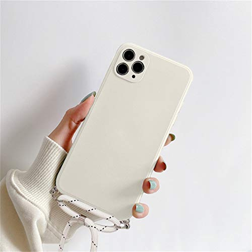 Bakicey Handykette für iPhone 12 Hülle, Silikon Necklace Handyhülle mit Band Stoßfest Schutzhülle Anti-Scratch Umhängen Hülle für iPhone 12 Case (Beige)