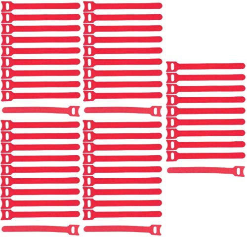 50 x Klettkabelbinder 150 x 22 mm Rot Klett Kabelbinder Kabel-Klettband - Wiederverschliessbar/Wiederverwendbar (50, 150 x 22 mm Rot)