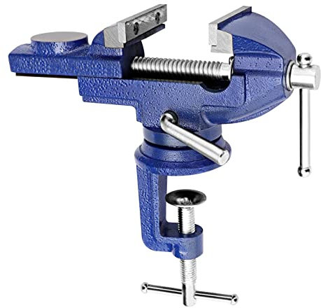Holdfiturn Bench Vise 60mm Mini Table Top Vice Rotatable Engineer Table Bench Vice Clamp for Tool Material Clamping Fixing