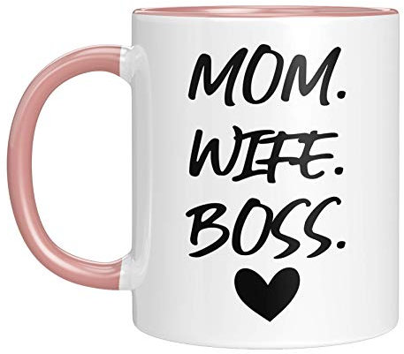 TassenTicker - Tasse mit Spruch Mom.Wife.Boss. - beste Mama - Mom Geschenk - Muttertagsgeschenk Tasse - Geschenkideen Mama Geburtstag/Weihnachten (Rosa)